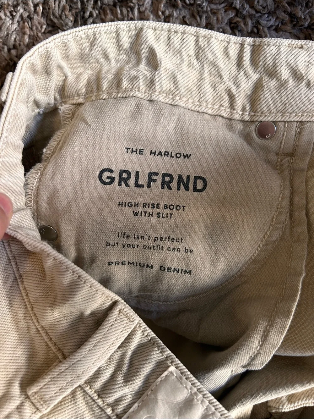 GRLFRND The Harlow High Rise Bootcut with Slit Women’s Beige Jeans Size 25 - Picture 5 of 8